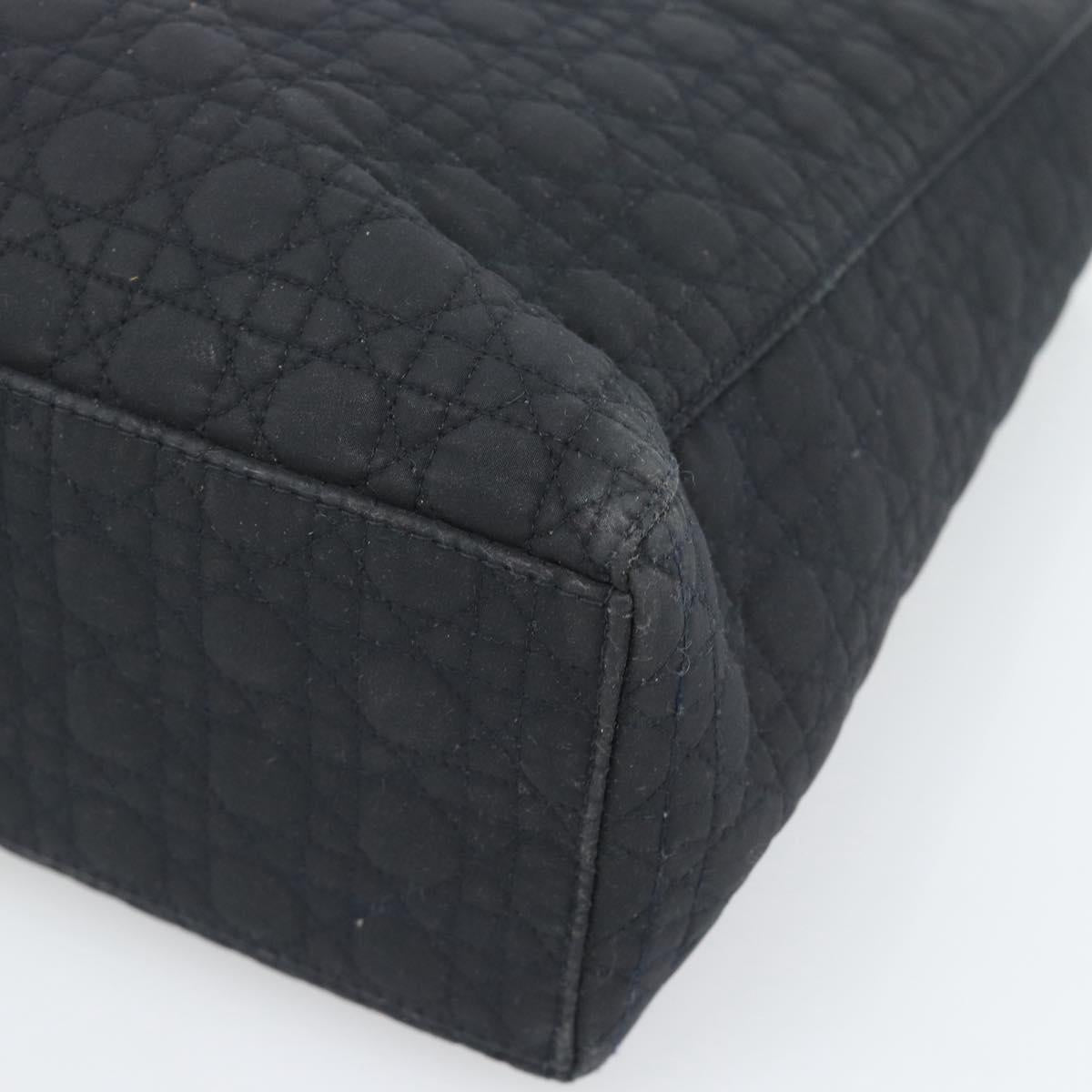 Christian Dior Canage Hand Bag Canvas Black Gold Tone Auth ep15480