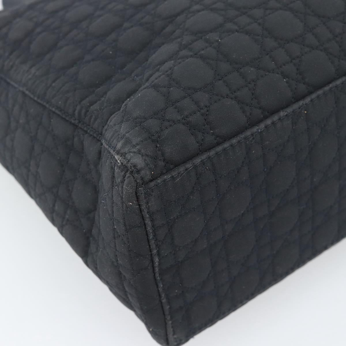 Christian Dior Canage Hand Bag Canvas Black Gold Tone Auth ep15480