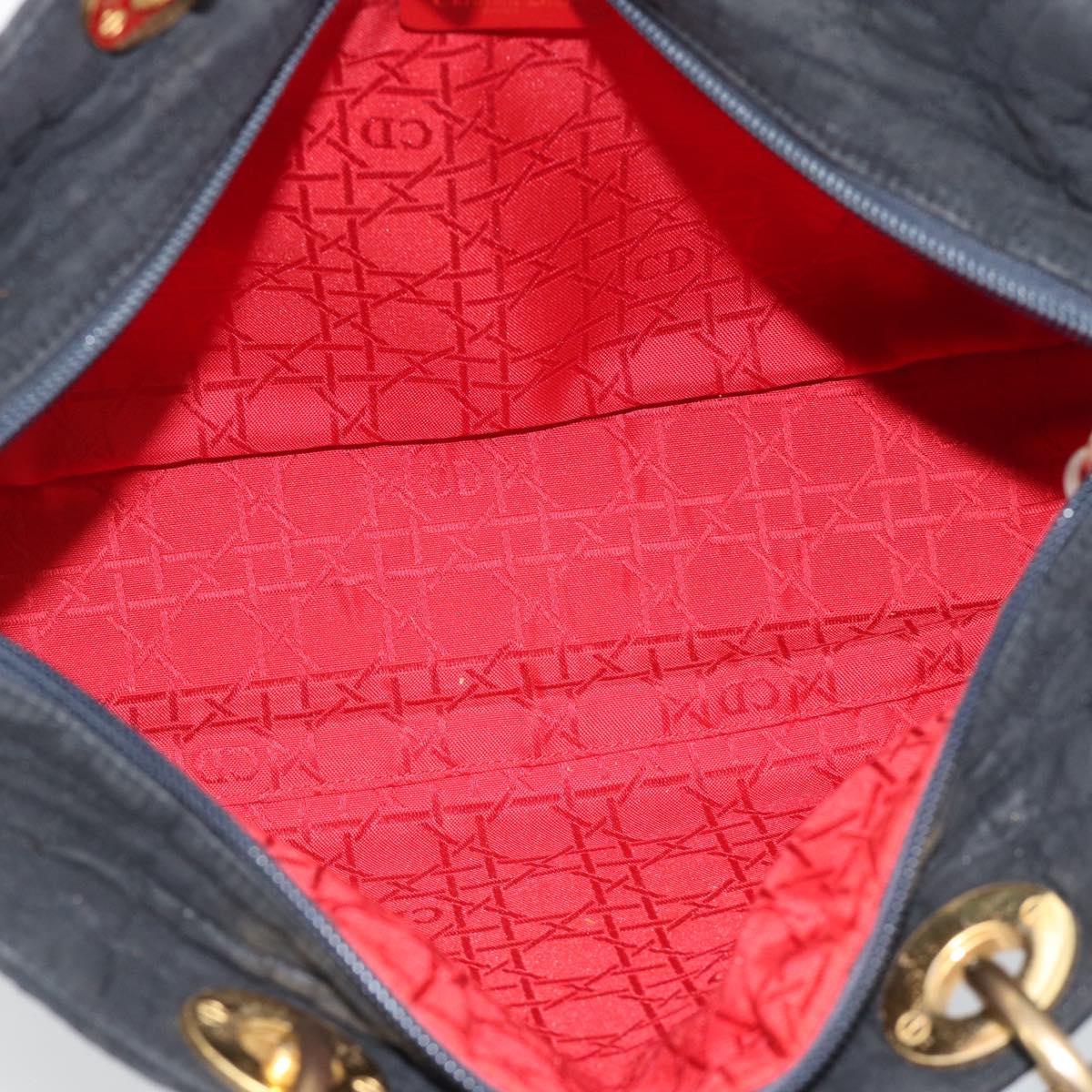 Christian Dior Canage Hand Bag Canvas Black Gold Tone Auth ep15480