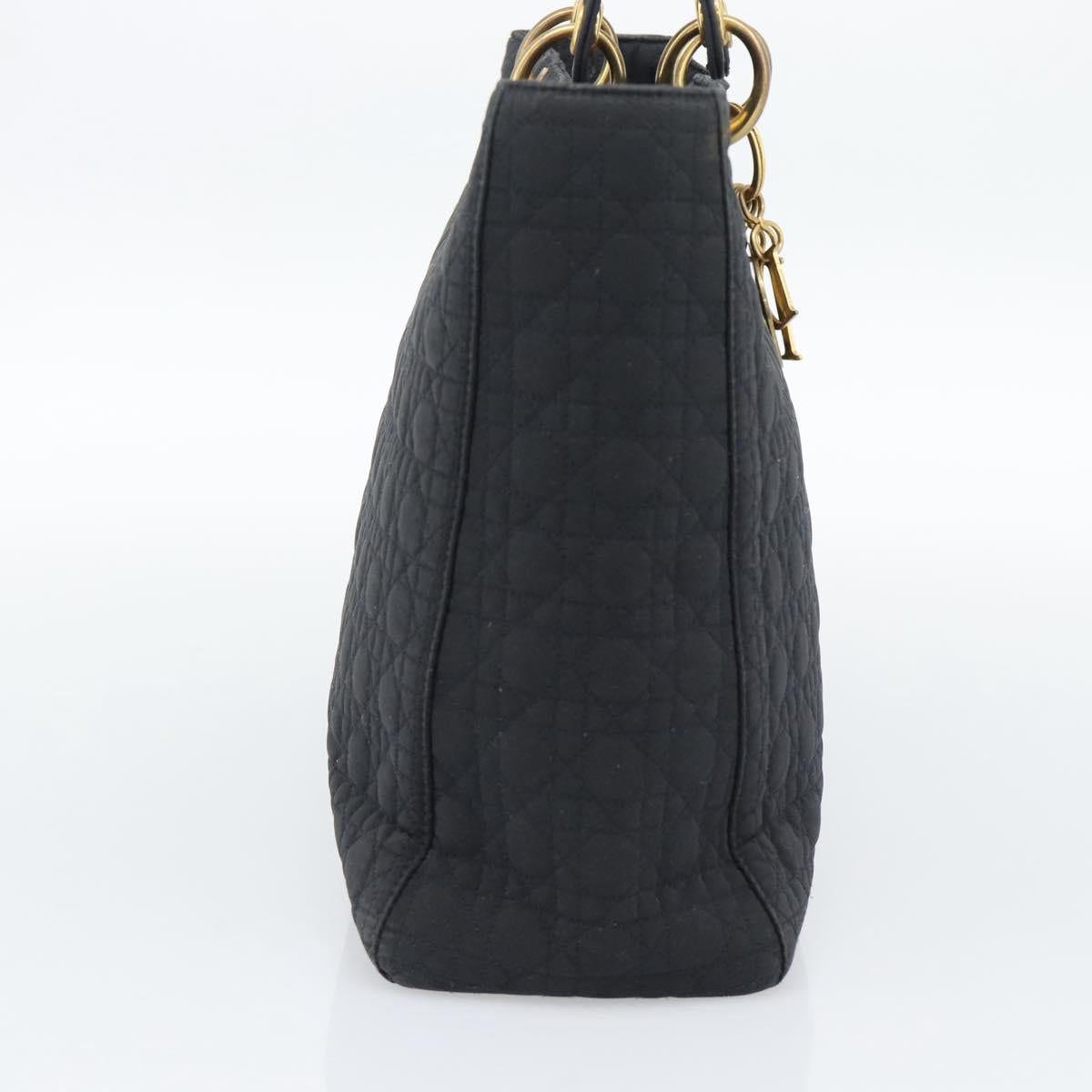 Christian Dior Canage Hand Bag Canvas Black Gold Tone Auth ep15480