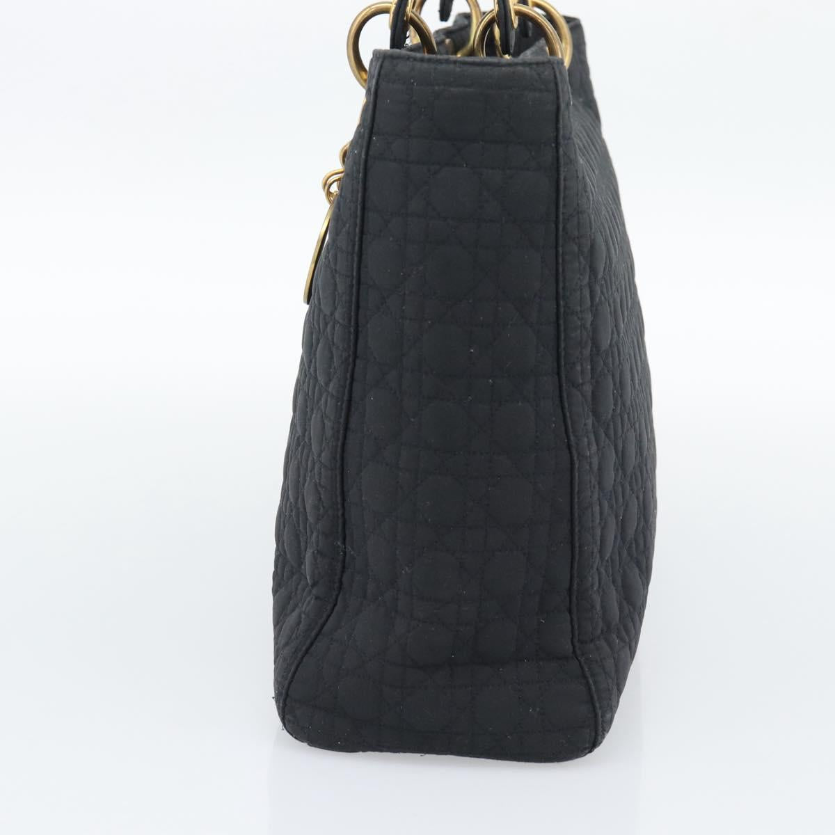 Christian Dior Canage Hand Bag Canvas Black Gold Tone Auth ep15480