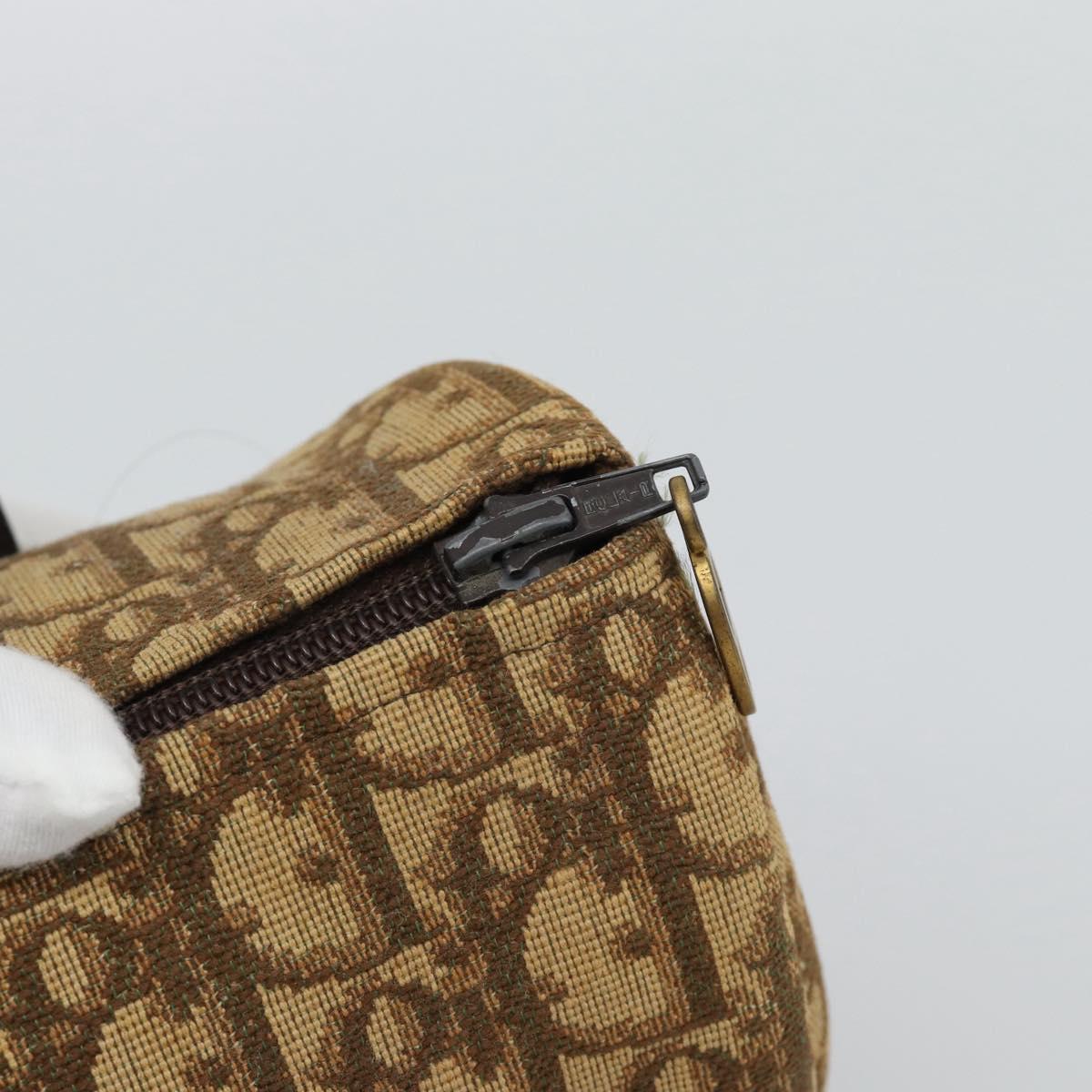 Christian Dior Trotter Canvas Hand Bag Beige Gold Tone Auth ep15481