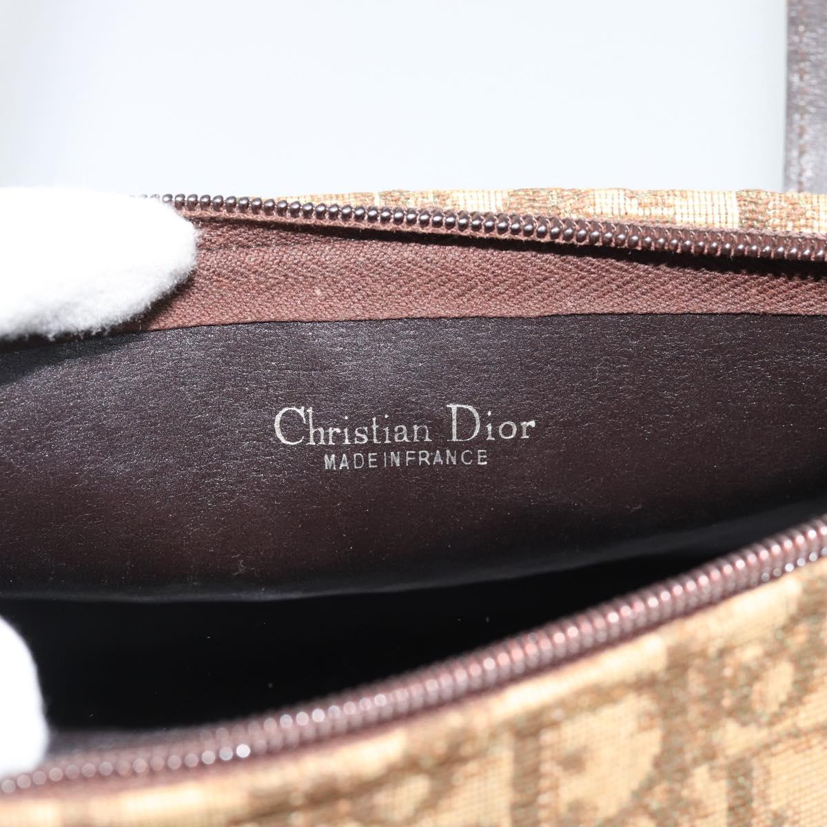 Christian Dior Trotter Canvas Hand Bag Beige Gold Tone Auth ep15481