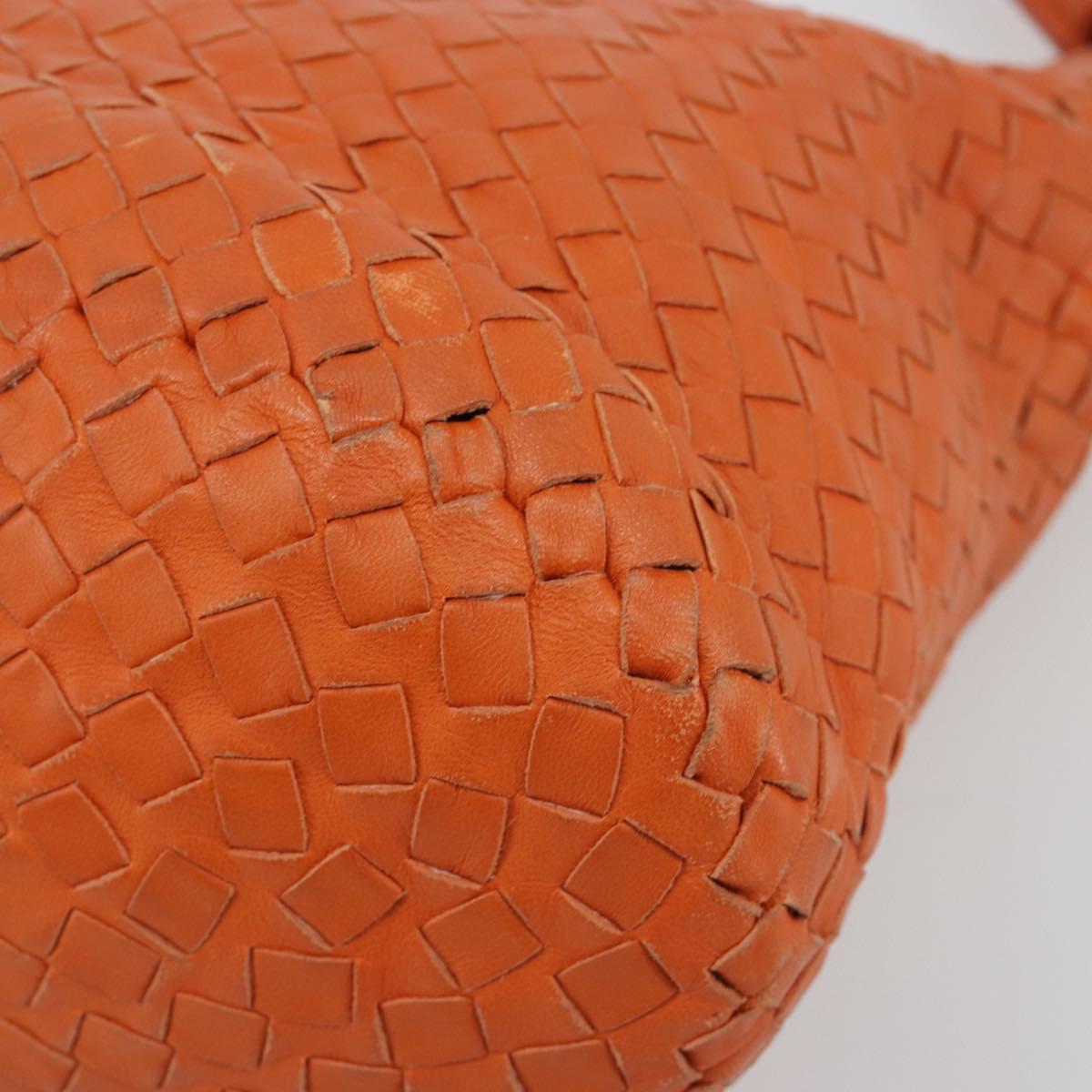 BOTTEGA VENETA INTRECCIATO Hand Bag Leather Orange Auth ep15482A