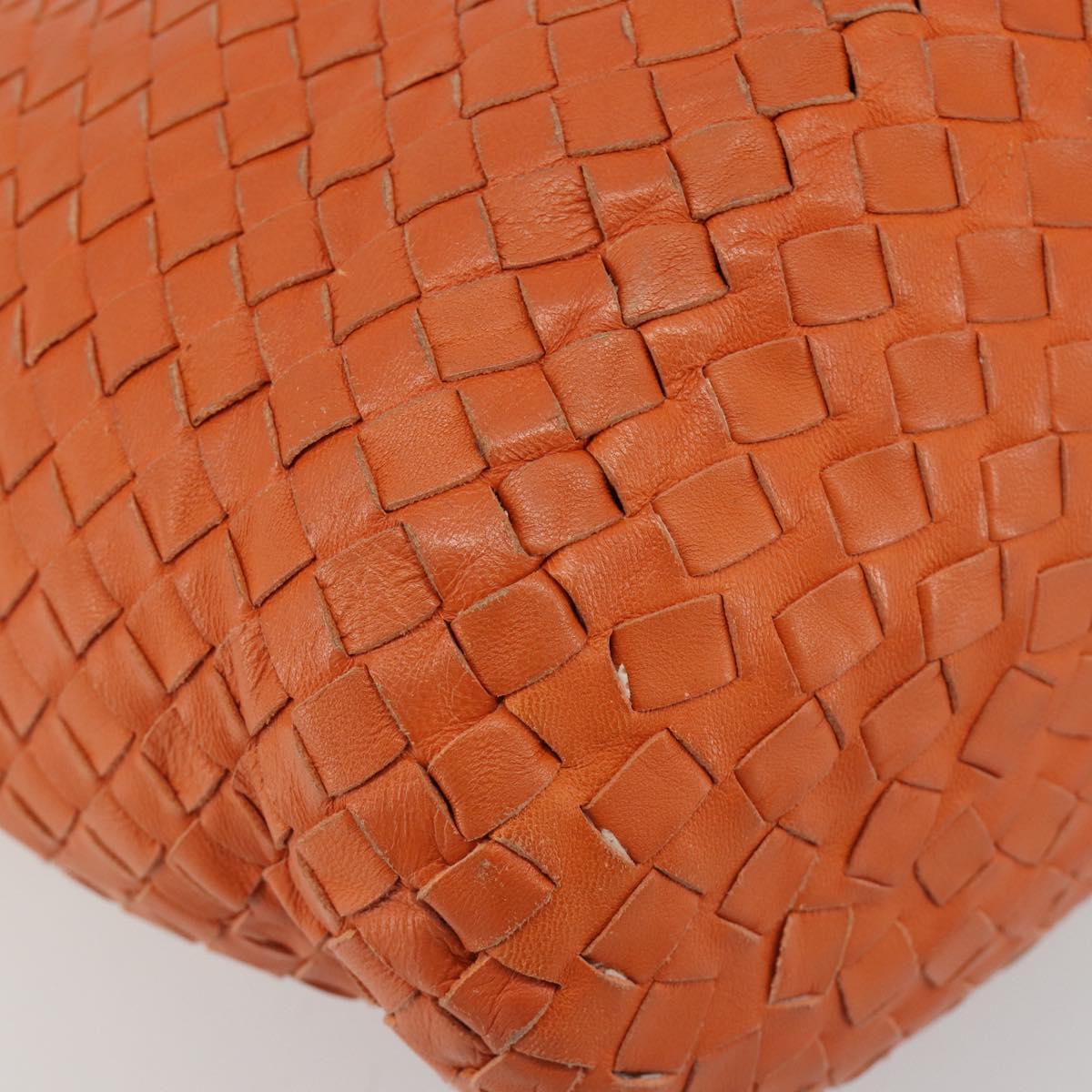 BOTTEGA VENETA INTRECCIATO Hand Bag Leather Orange Auth ep15482A