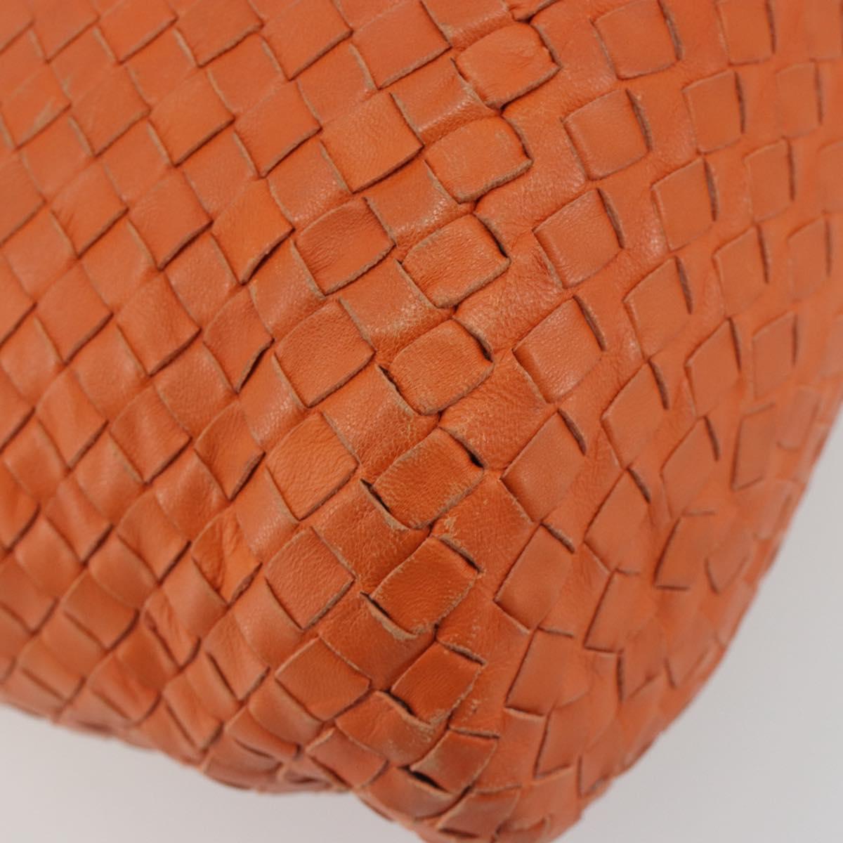 BOTTEGA VENETA INTRECCIATO Hand Bag Leather Orange Auth ep15482A