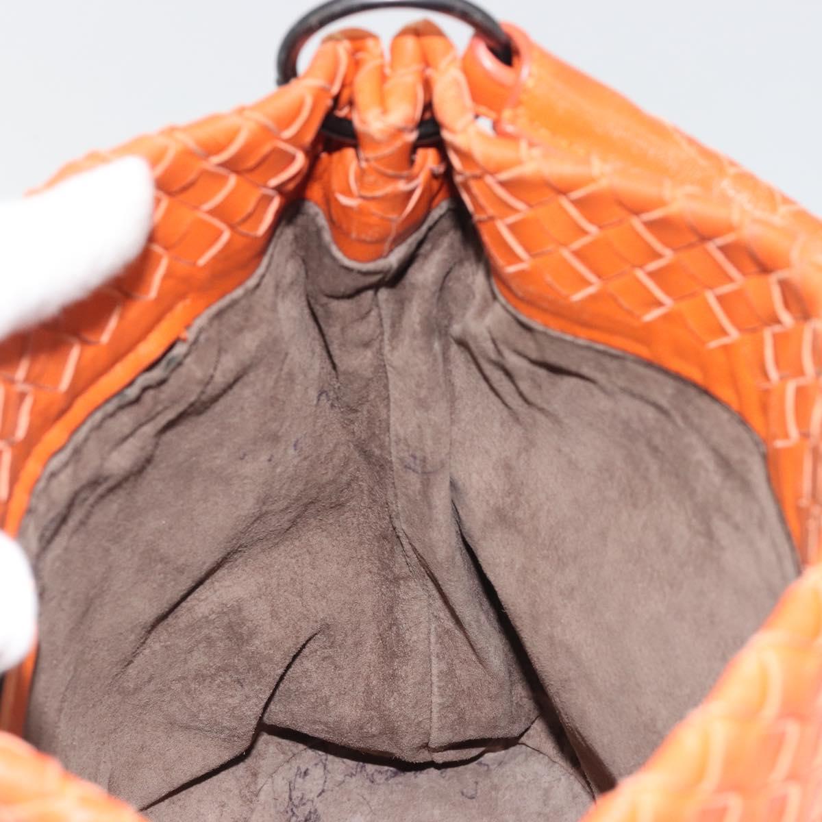 BOTTEGA VENETA INTRECCIATO Hand Bag Leather Orange Auth ep15482A