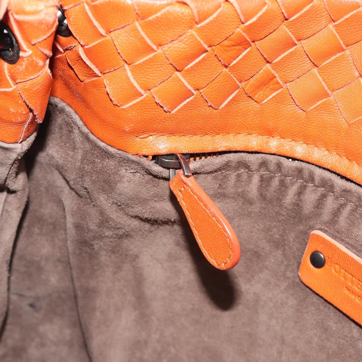 BOTTEGA VENETA INTRECCIATO Hand Bag Leather Orange Auth ep15482A