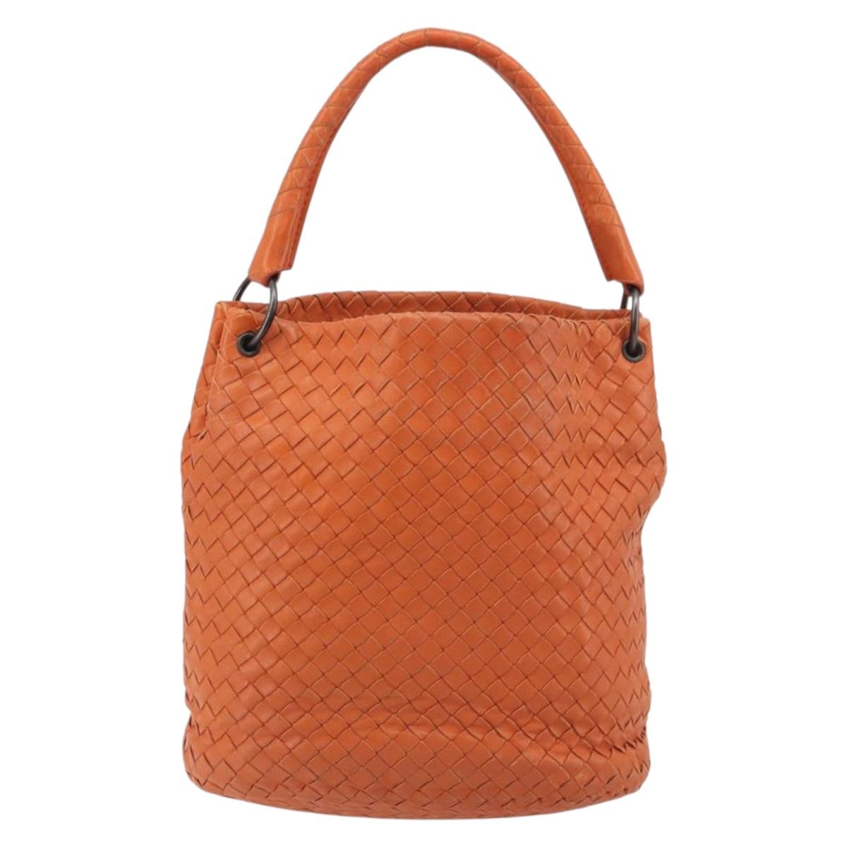 BOTTEGA VENETA INTRECCIATO Hand Bag Leather Orange Auth ep15482A