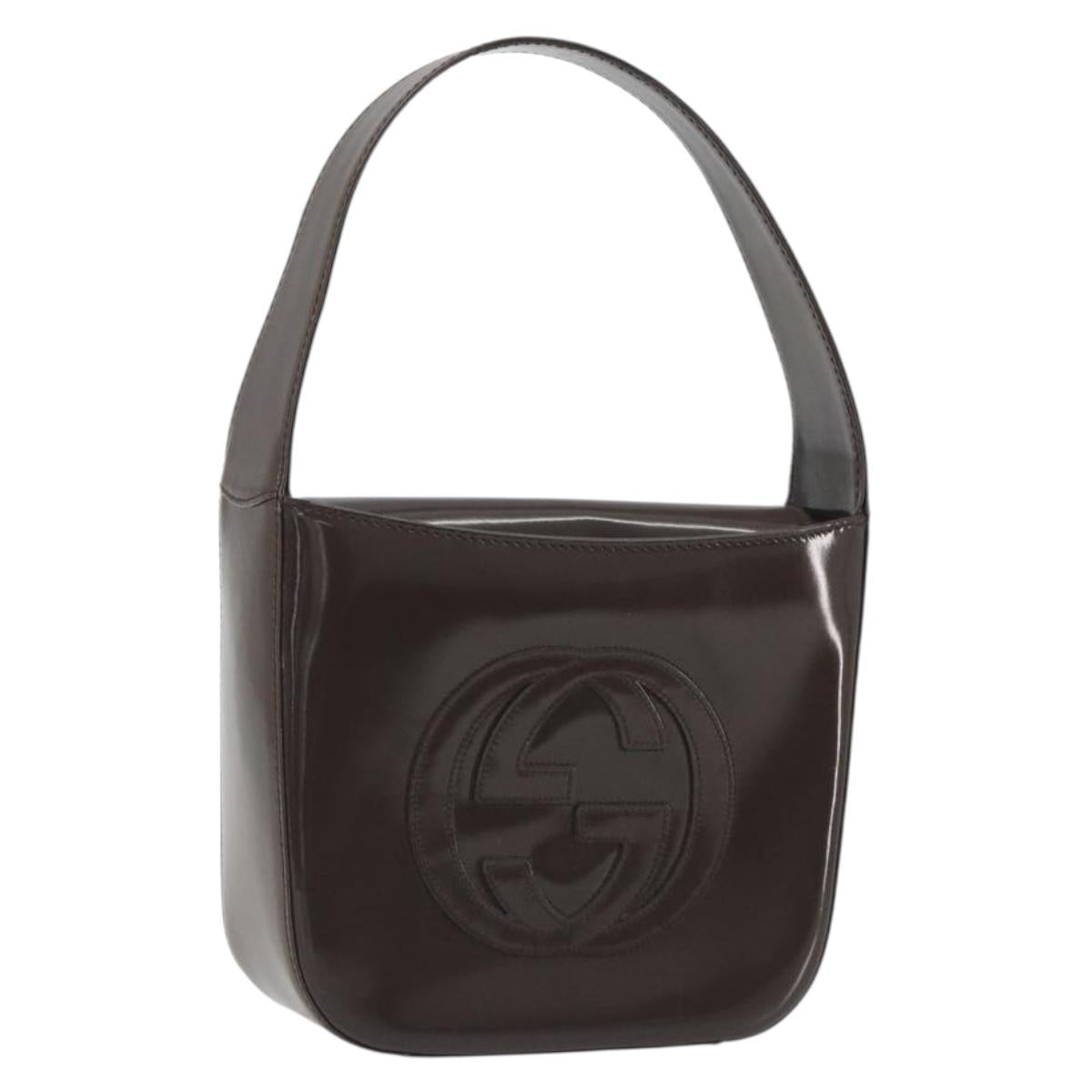 GUCCI Shoulder Bag Patent Brown 007 2046 0249 Auth ep15483