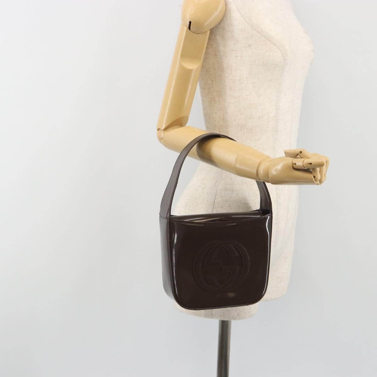 GUCCI Shoulder Bag Patent Brown 007 2046 0249 Auth ep15483
