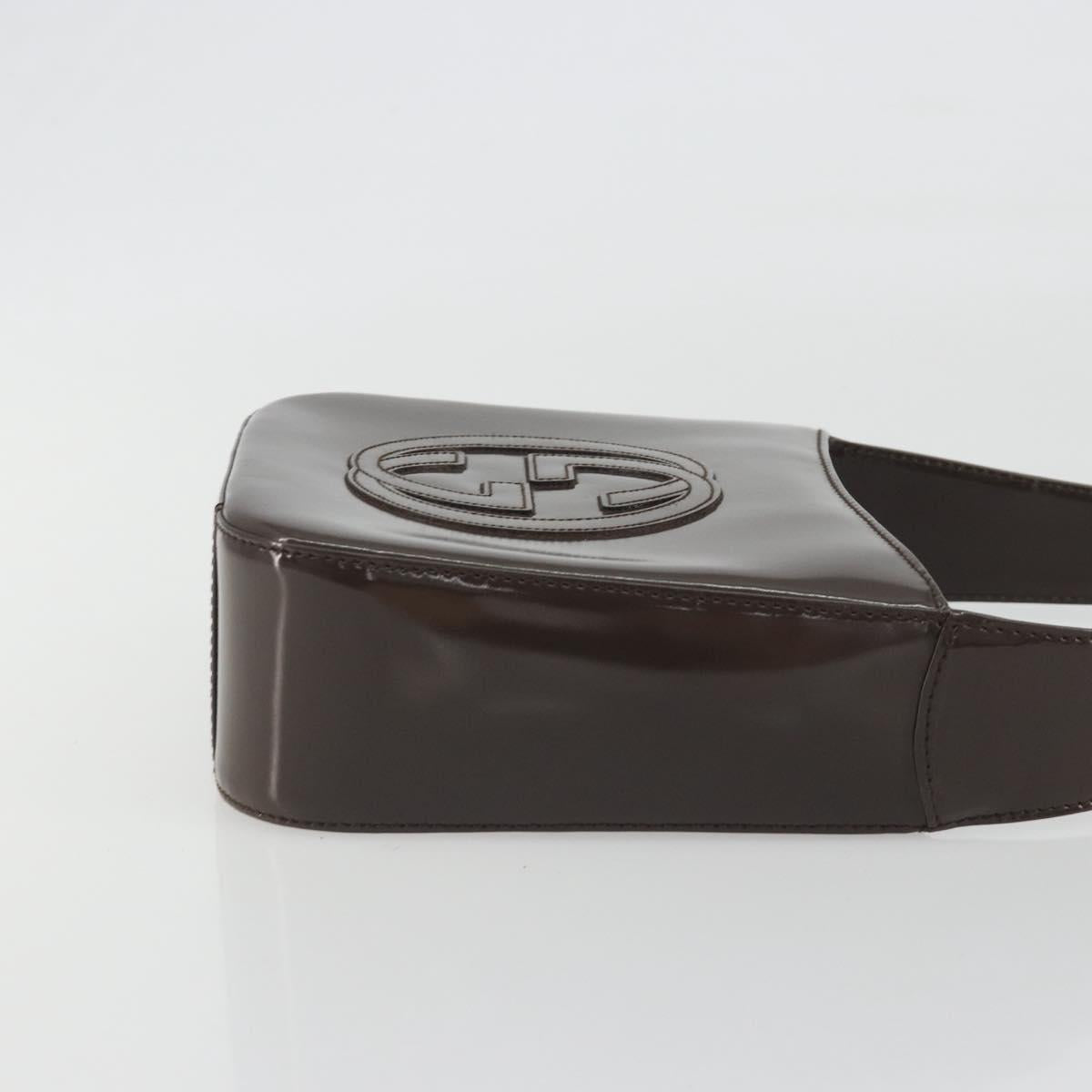 GUCCI Shoulder Bag Patent Brown 007 2046 0249 Auth ep15483