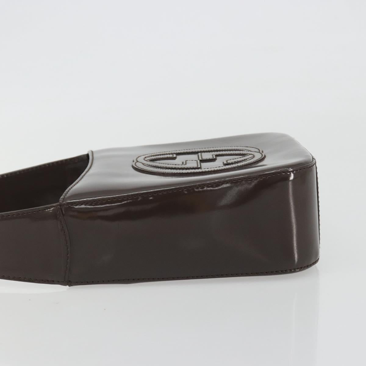 GUCCI Shoulder Bag Patent Brown 007 2046 0249 Auth ep15483