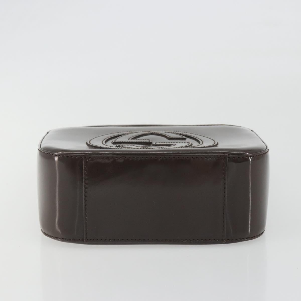 GUCCI Shoulder Bag Patent Brown 007 2046 0249 Auth ep15483