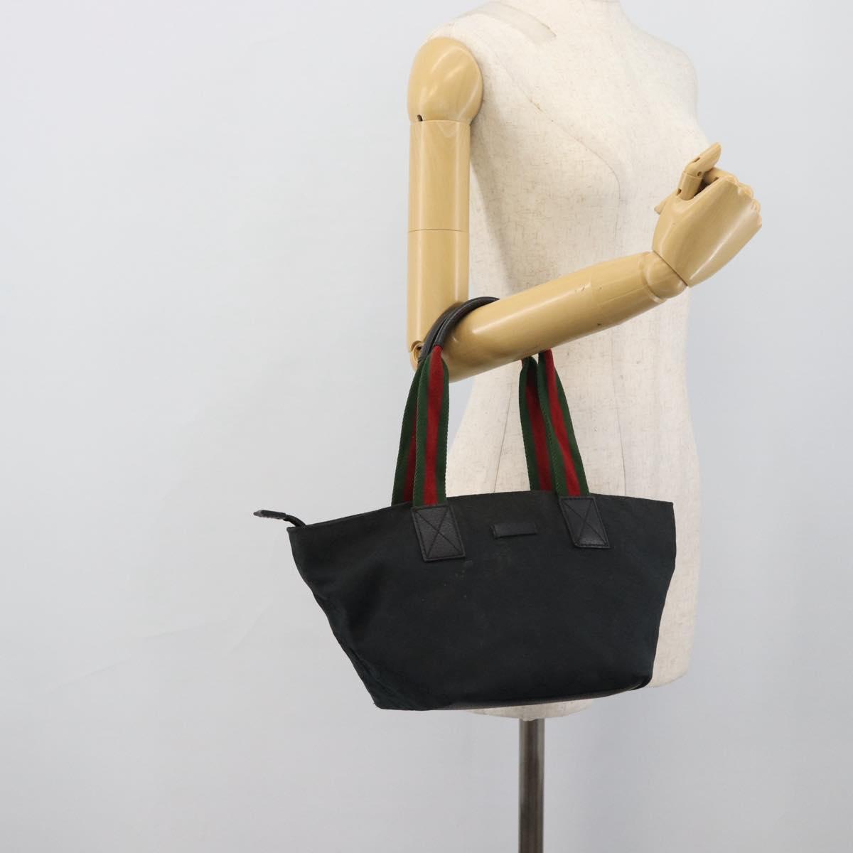 GUCCI GG Canvas Hand Bag Black 131228 Auth ep15484
