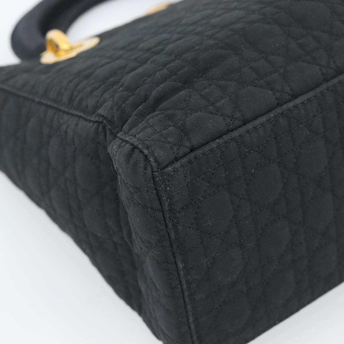 Christian Dior Canage Hand Bag Canvas Black Gold Tone Auth ep15489