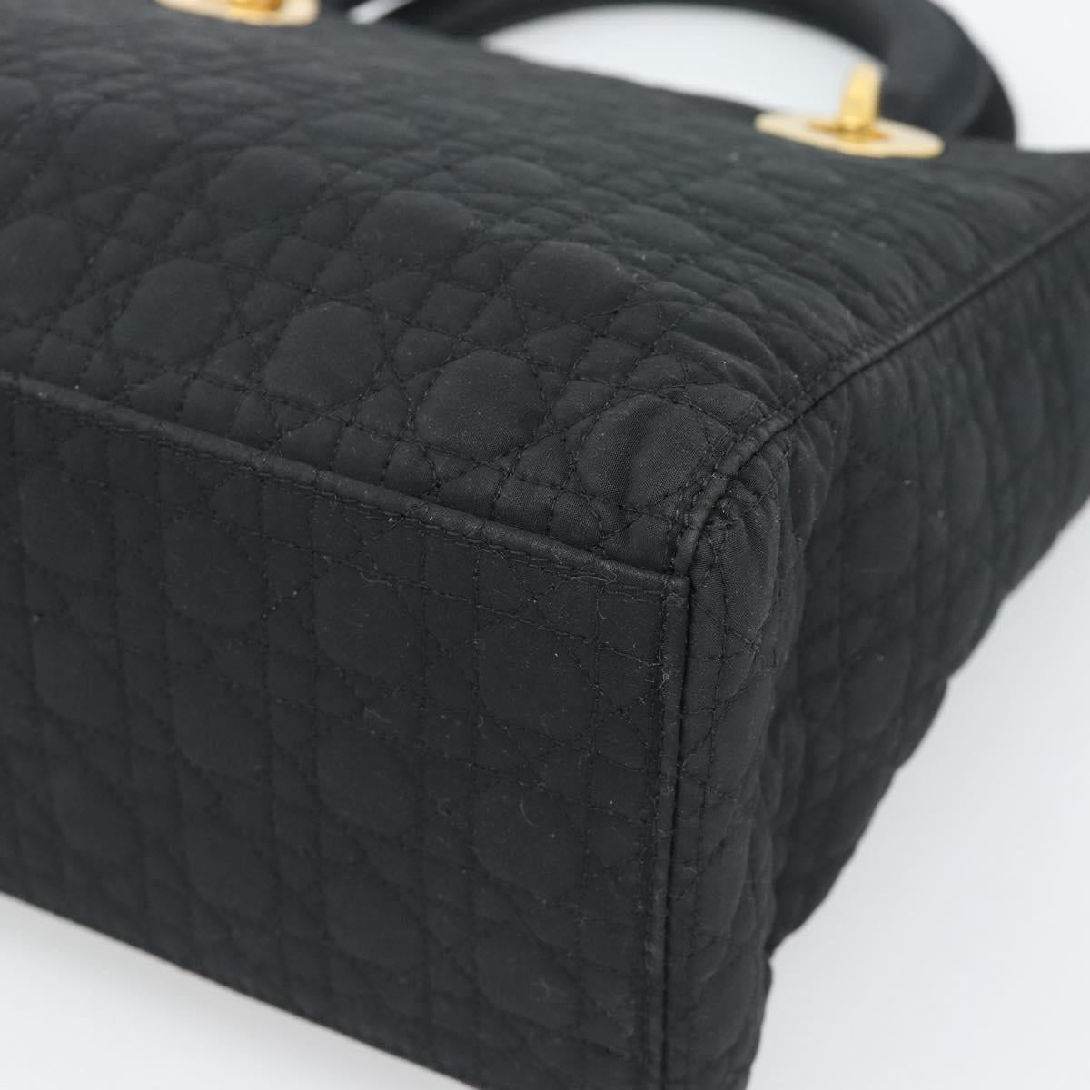 Christian Dior Canage Hand Bag Canvas Black Gold Tone Auth ep15489