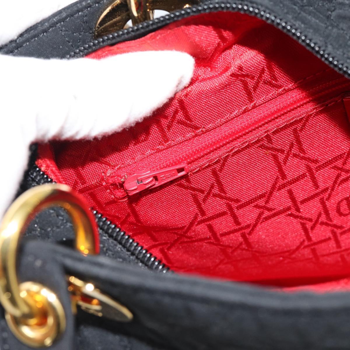 Christian Dior Canage Hand Bag Canvas Black Gold Tone Auth ep15489