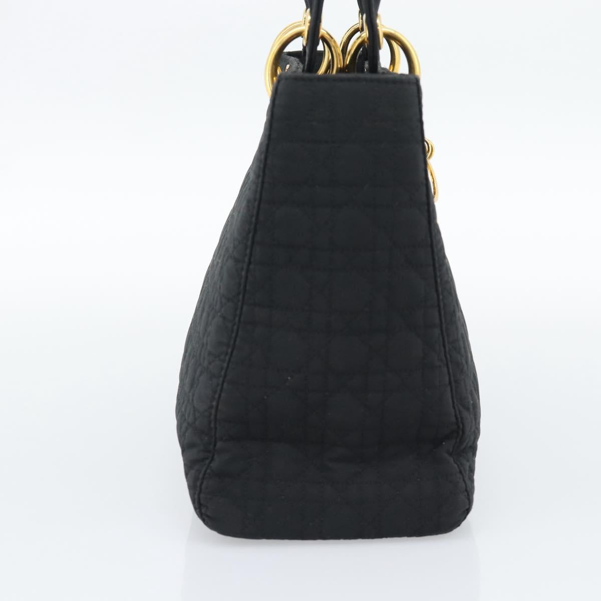 Christian Dior Canage Hand Bag Canvas Black Gold Tone Auth ep15489