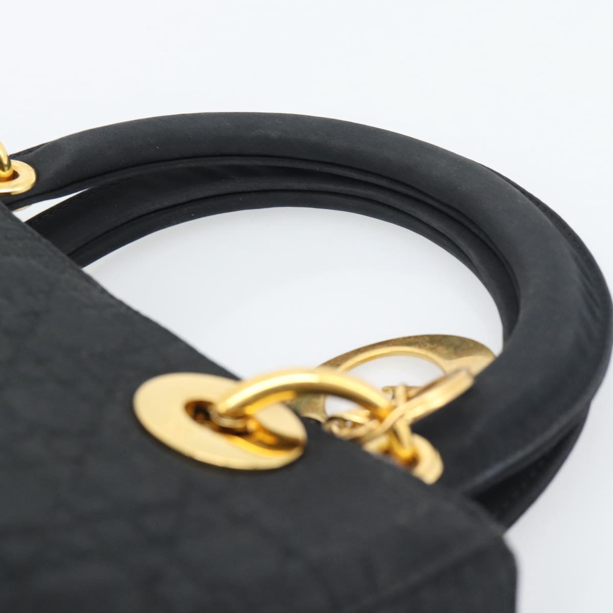 Christian Dior Canage Hand Bag Canvas Black Gold Tone Auth ep15489