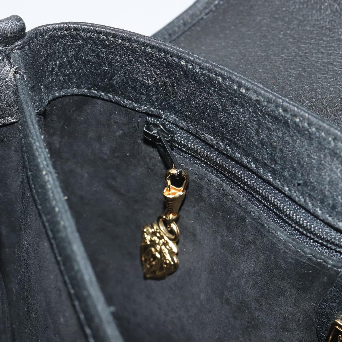 GUCCI Shoulder Bag Leather Black Gold Tone 001 14 5364 Auth ep15490