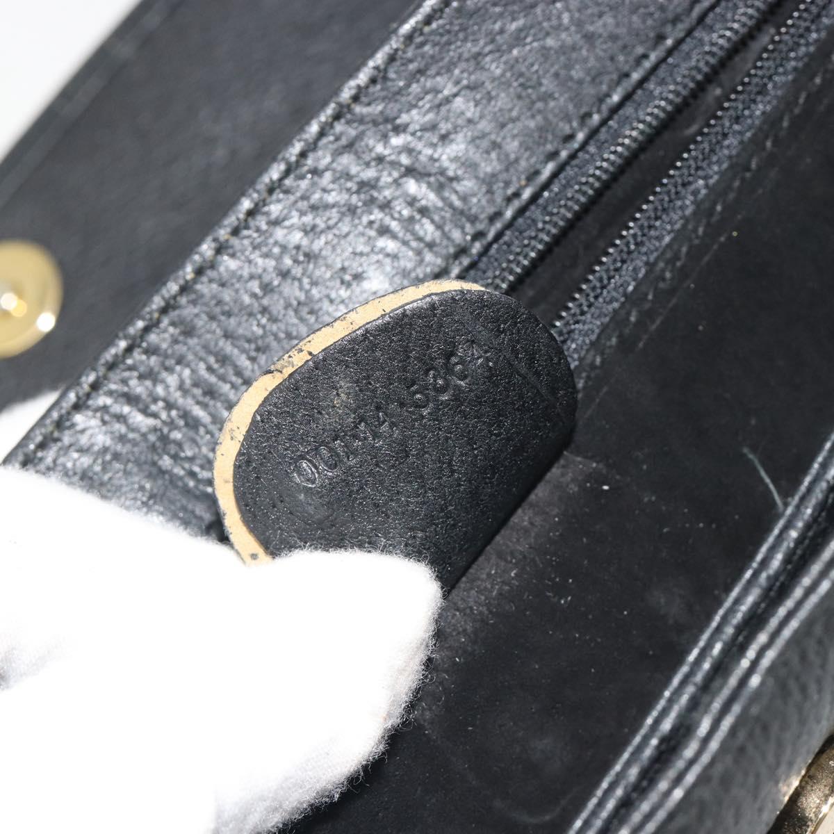 GUCCI Shoulder Bag Leather Black Gold Tone 001 14 5364 Auth ep15490