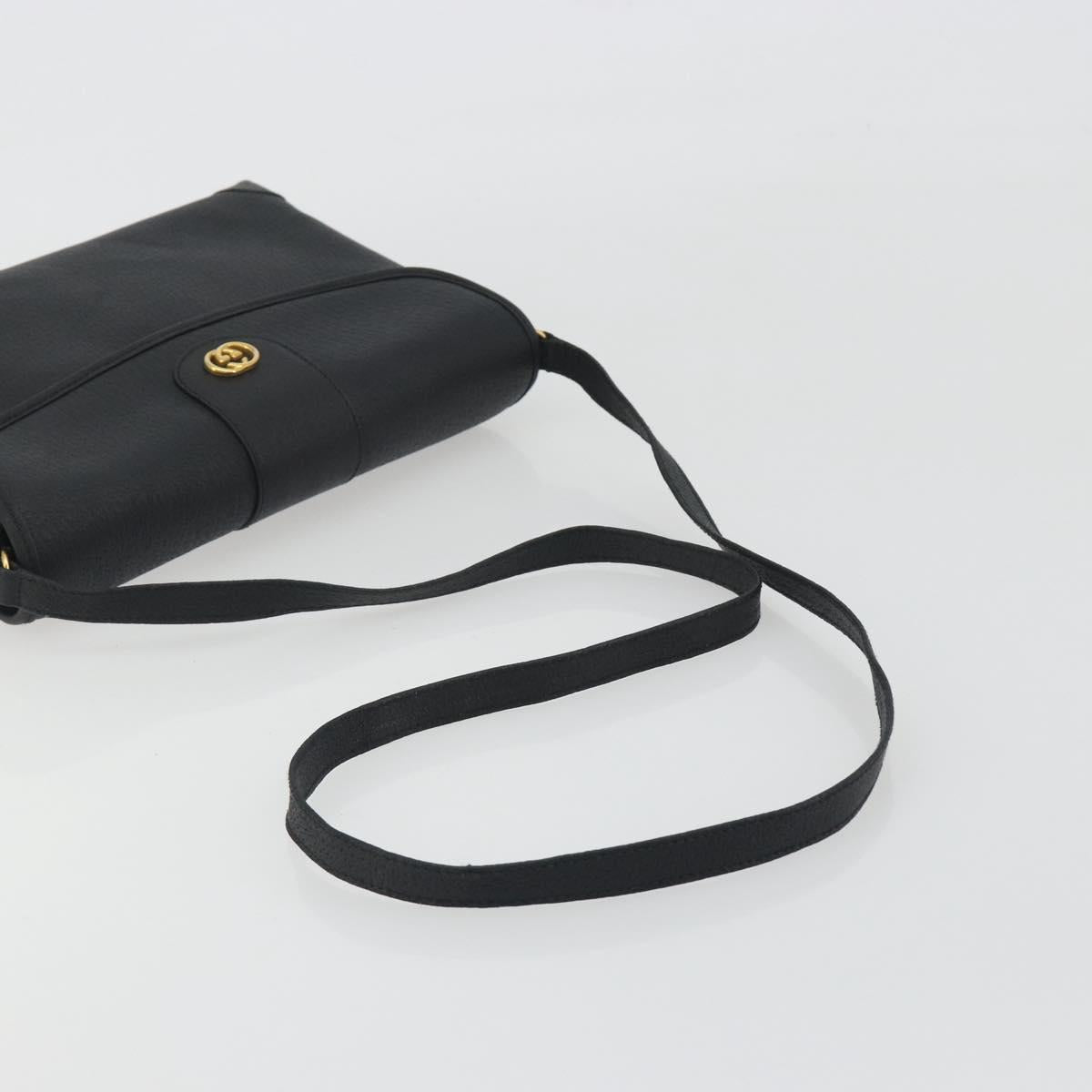 GUCCI Shoulder Bag Leather Black Gold Tone 001 14 5364 Auth ep15490