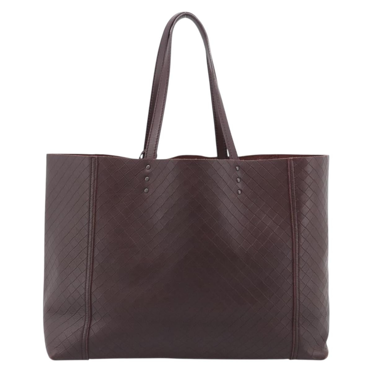 BOTTEGA VENETA INTRECCIATO Tote Bag Leather Brown Auth ep15491A