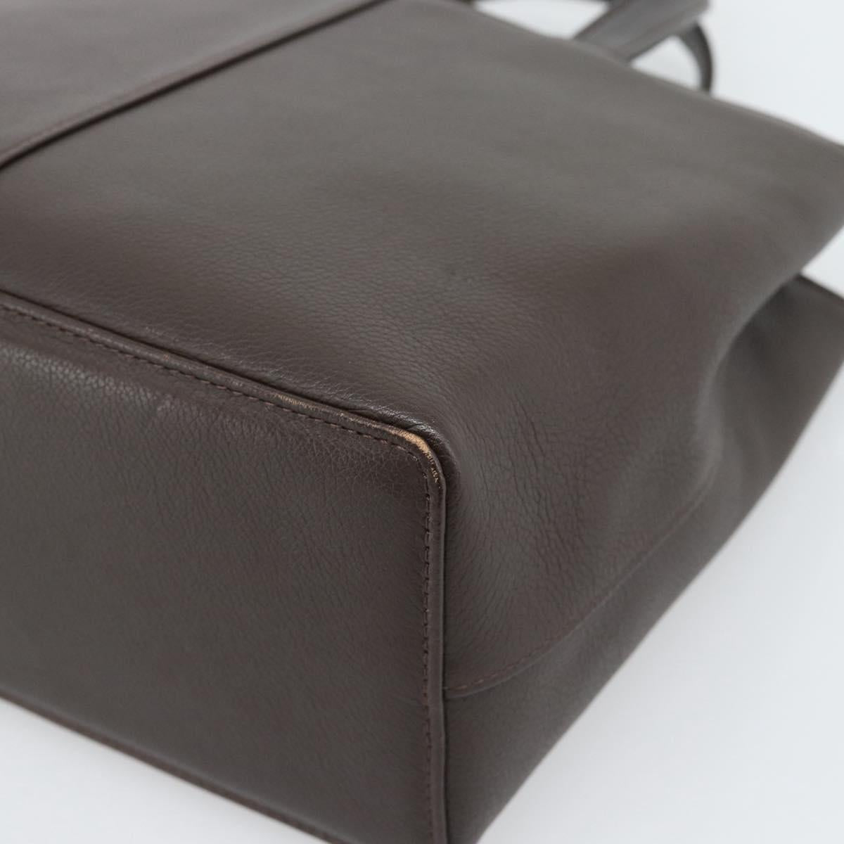 BURBERRY Hand Bag Leather Brown Gold Tone Auth ep15492
