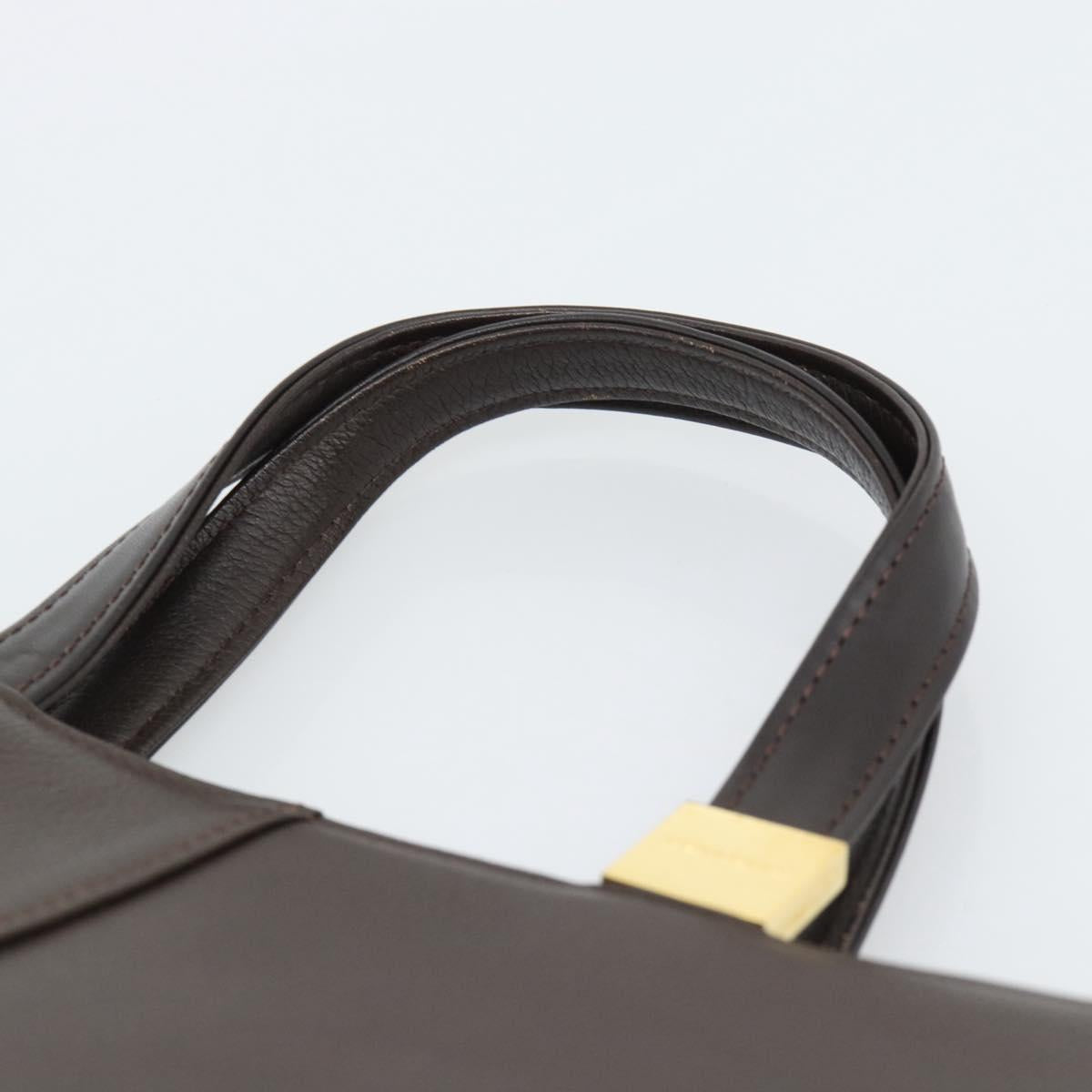 BURBERRY Hand Bag Leather Brown Gold Tone Auth ep15492