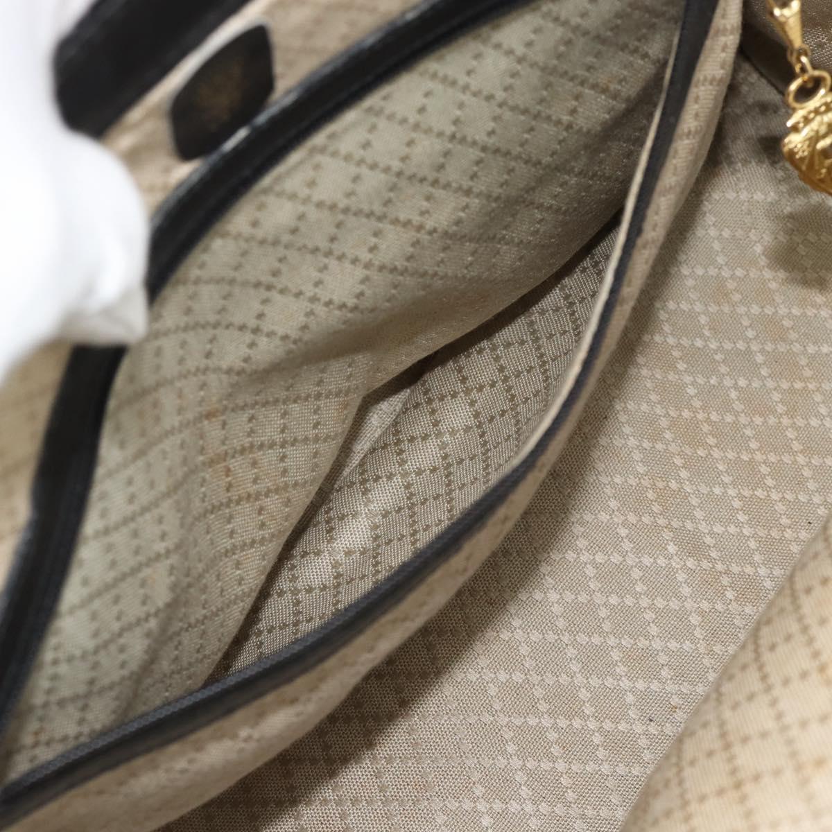 GUCCI Micro GG Canvas Hand Bag Black Gold Tone Auth ep15493A