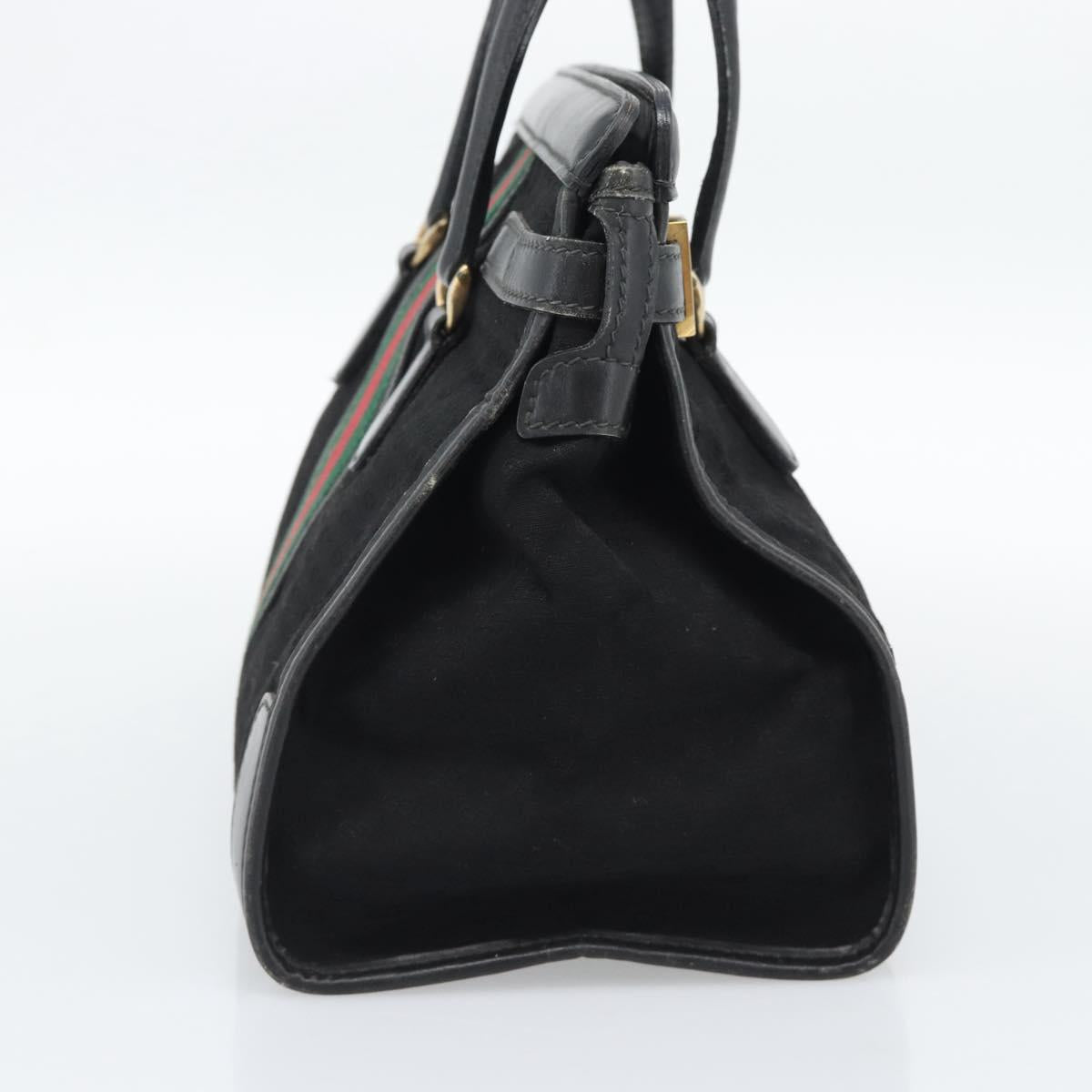 GUCCI Micro GG Canvas Hand Bag Black Gold Tone Auth ep15493A