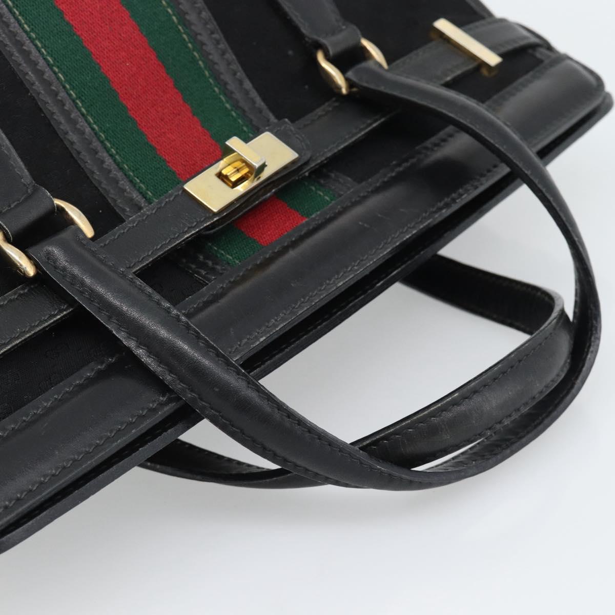 GUCCI Micro GG Canvas Hand Bag Black Gold Tone Auth ep15493A