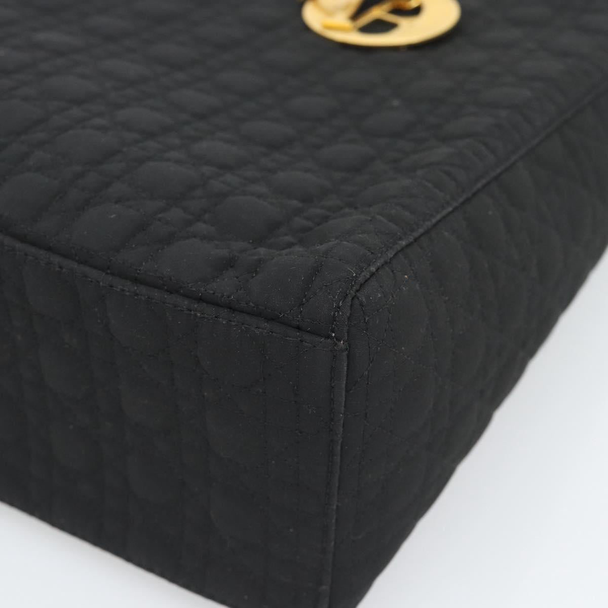 Christian Dior Canage Hand Bag Canvas Black Gold Tone Auth ep15494