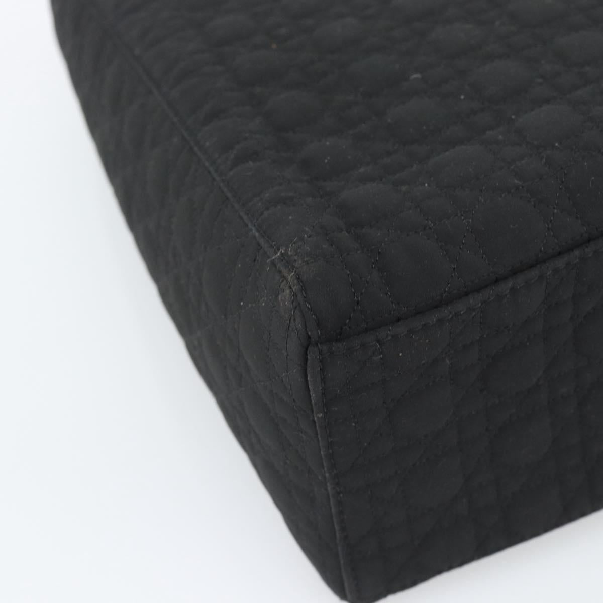 Christian Dior Canage Hand Bag Canvas Black Gold Tone Auth ep15494