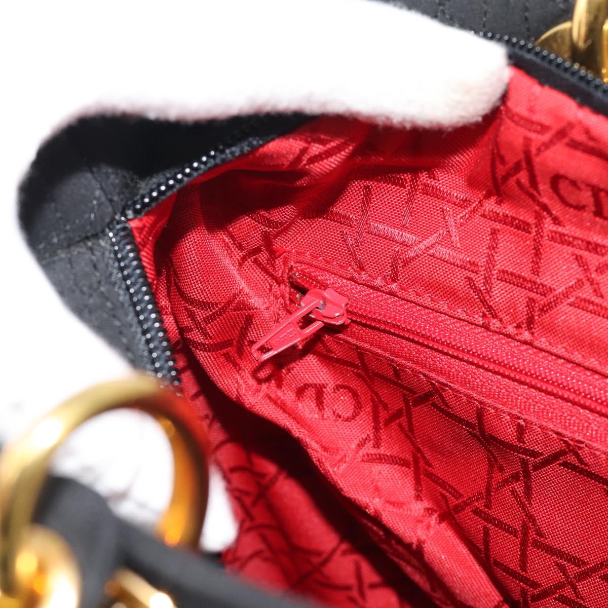 Christian Dior Canage Hand Bag Canvas Black Gold Tone Auth ep15494