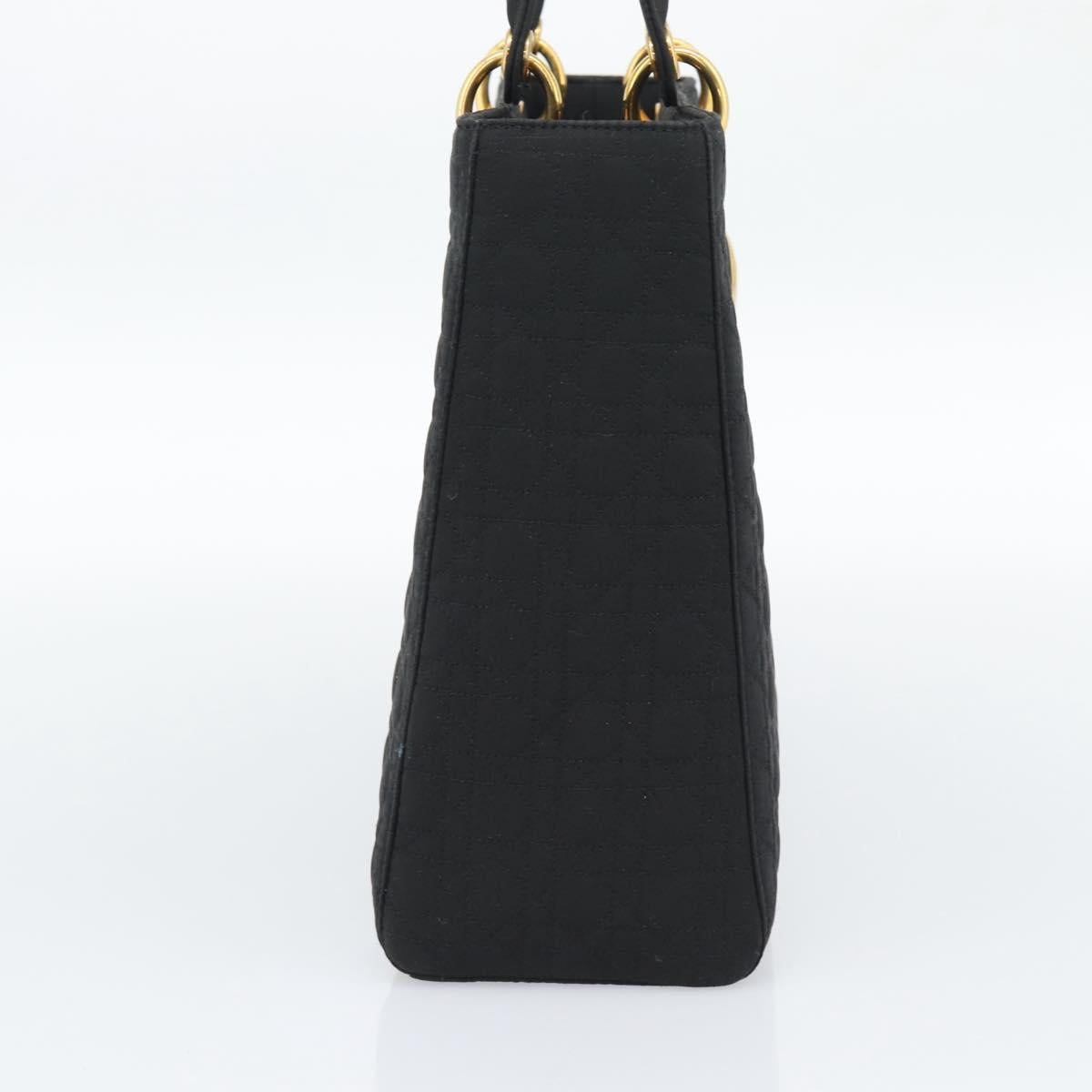 Christian Dior Canage Hand Bag Canvas Black Gold Tone Auth ep15494