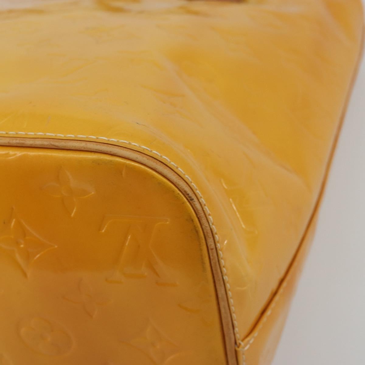 LOUIS VUITTON Monogram Vernis Houston Hand Bag Lime Yellow M91055 Auth ep15500