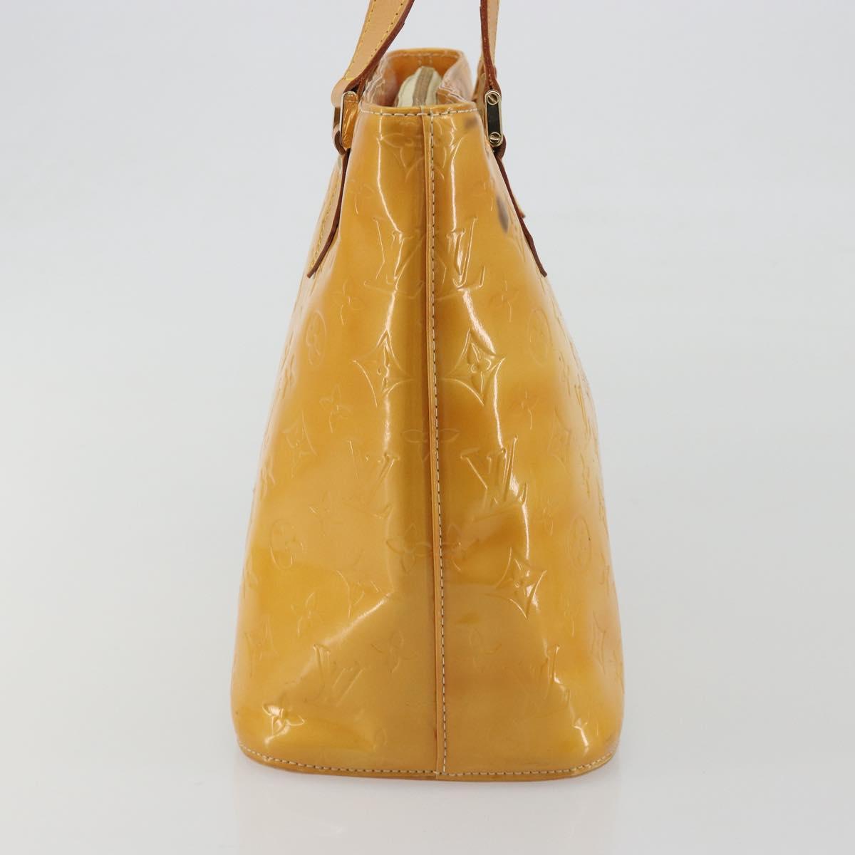 LOUIS VUITTON Monogram Vernis Houston Hand Bag Lime Yellow M91055 Auth ep15500
