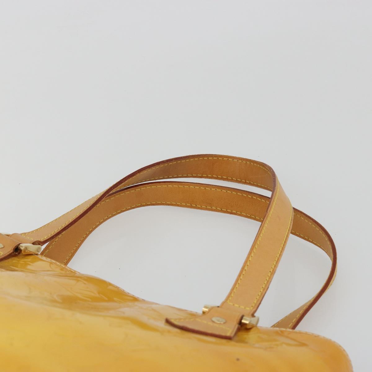 LOUIS VUITTON Monogram Vernis Houston Hand Bag Lime Yellow M91055 Auth ep15500