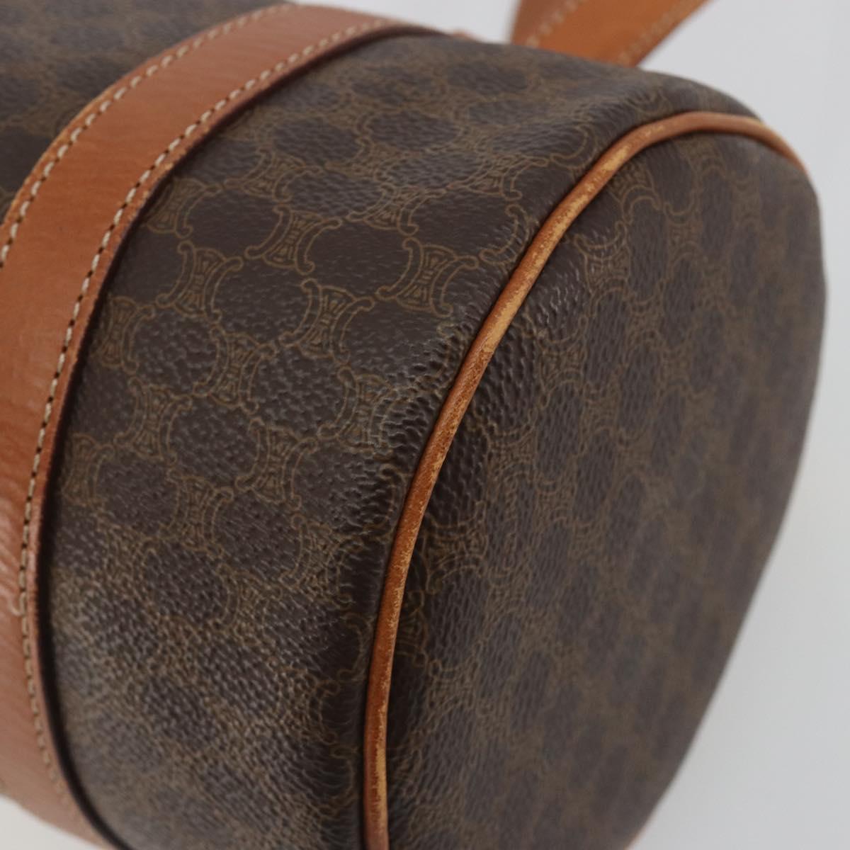 CELINE Macadam Canvas Hand Bag PVC Leather Brown Gold Auth ep15503A