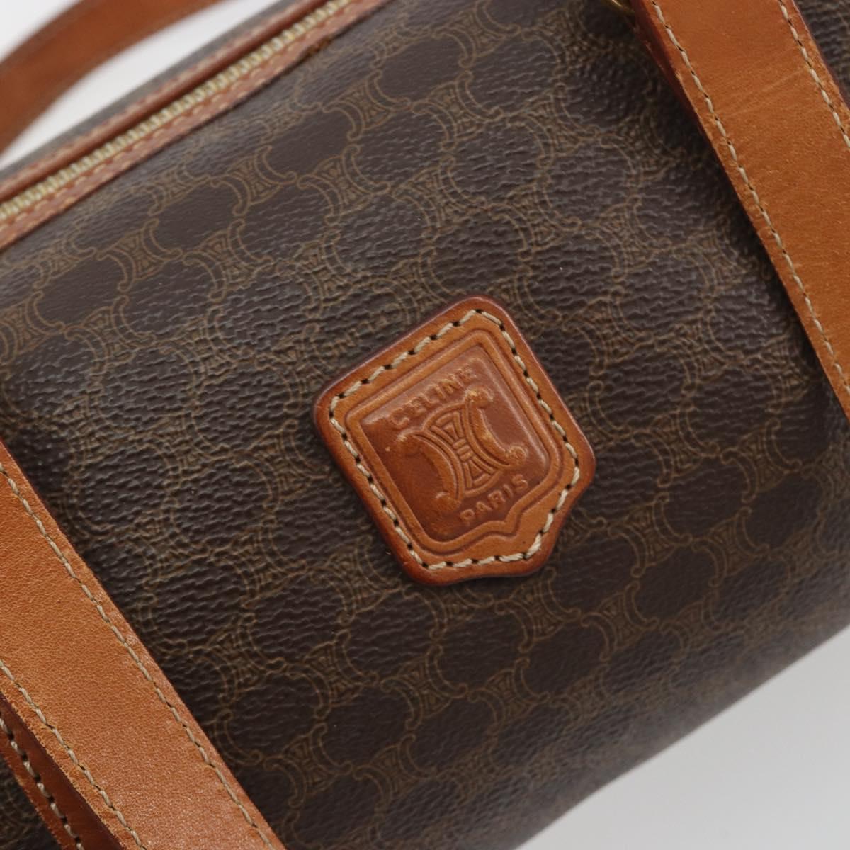 CELINE Macadam Canvas Hand Bag PVC Leather Brown Gold Auth ep15503A