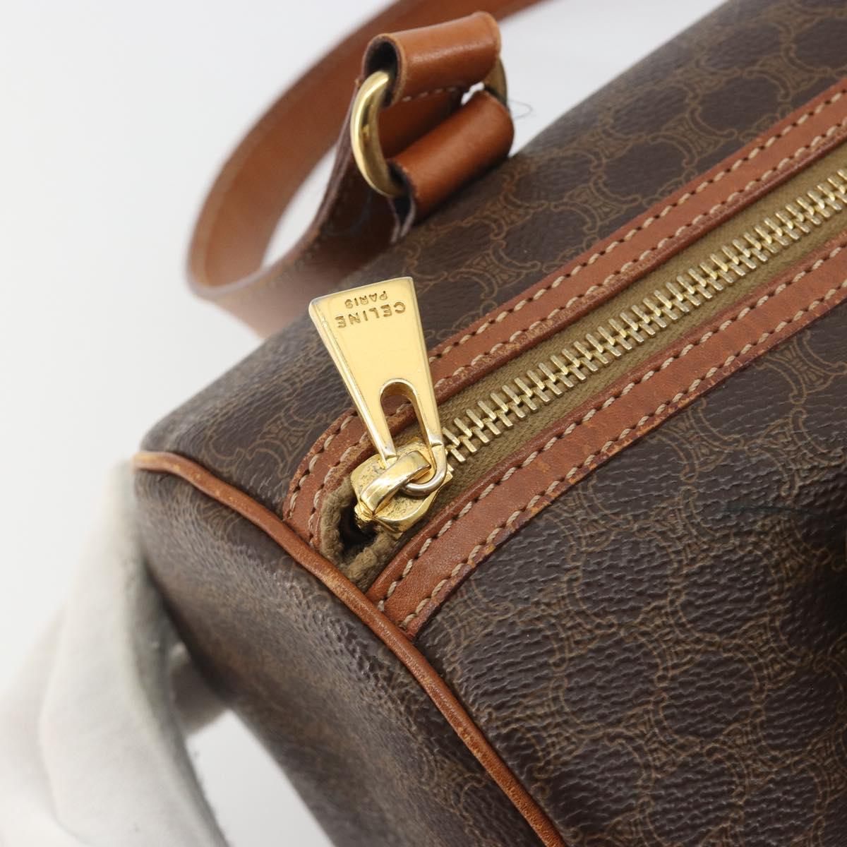 CELINE Macadam Canvas Hand Bag PVC Leather Brown Gold Auth ep15503A