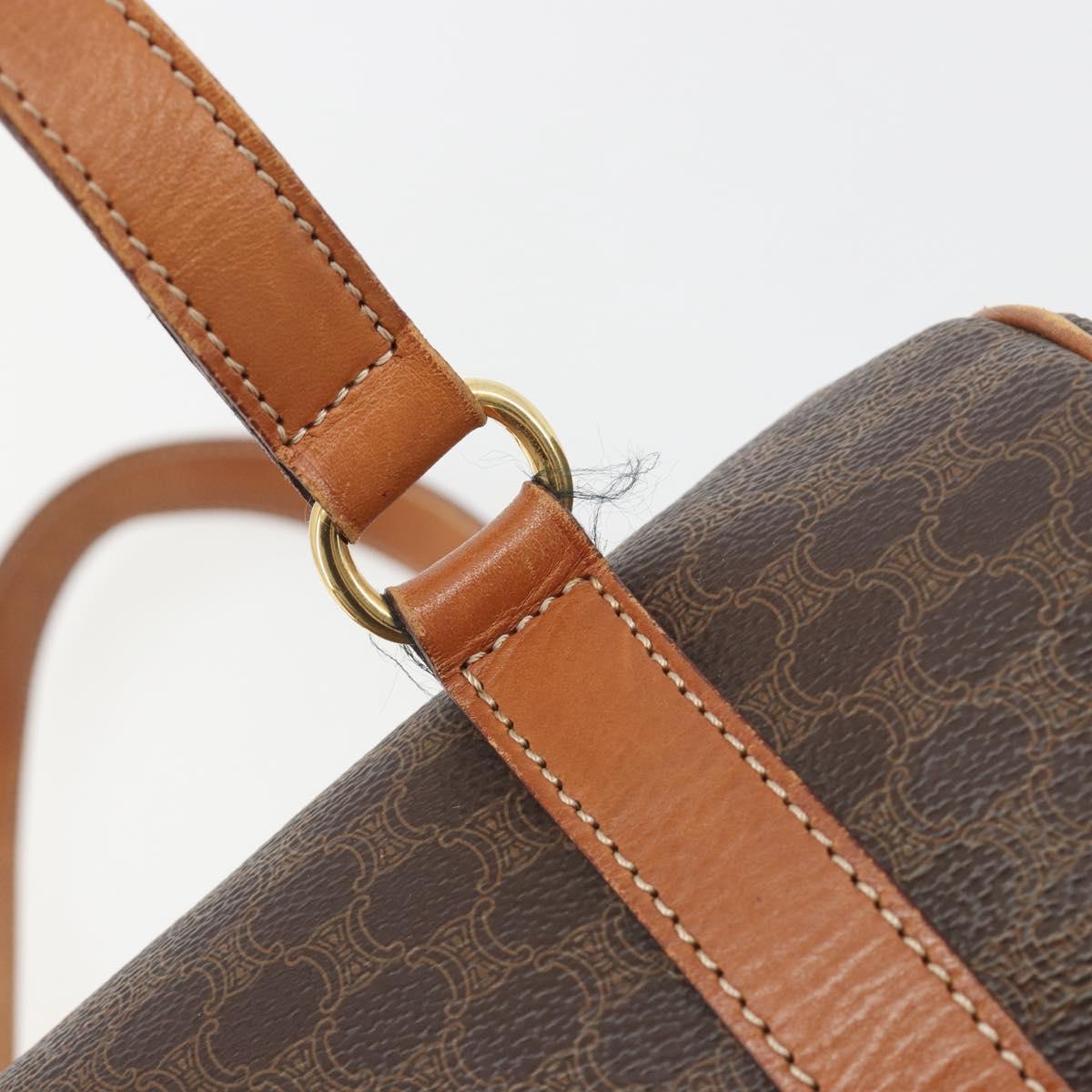 CELINE Macadam Canvas Hand Bag PVC Leather Brown Gold Auth ep15503A