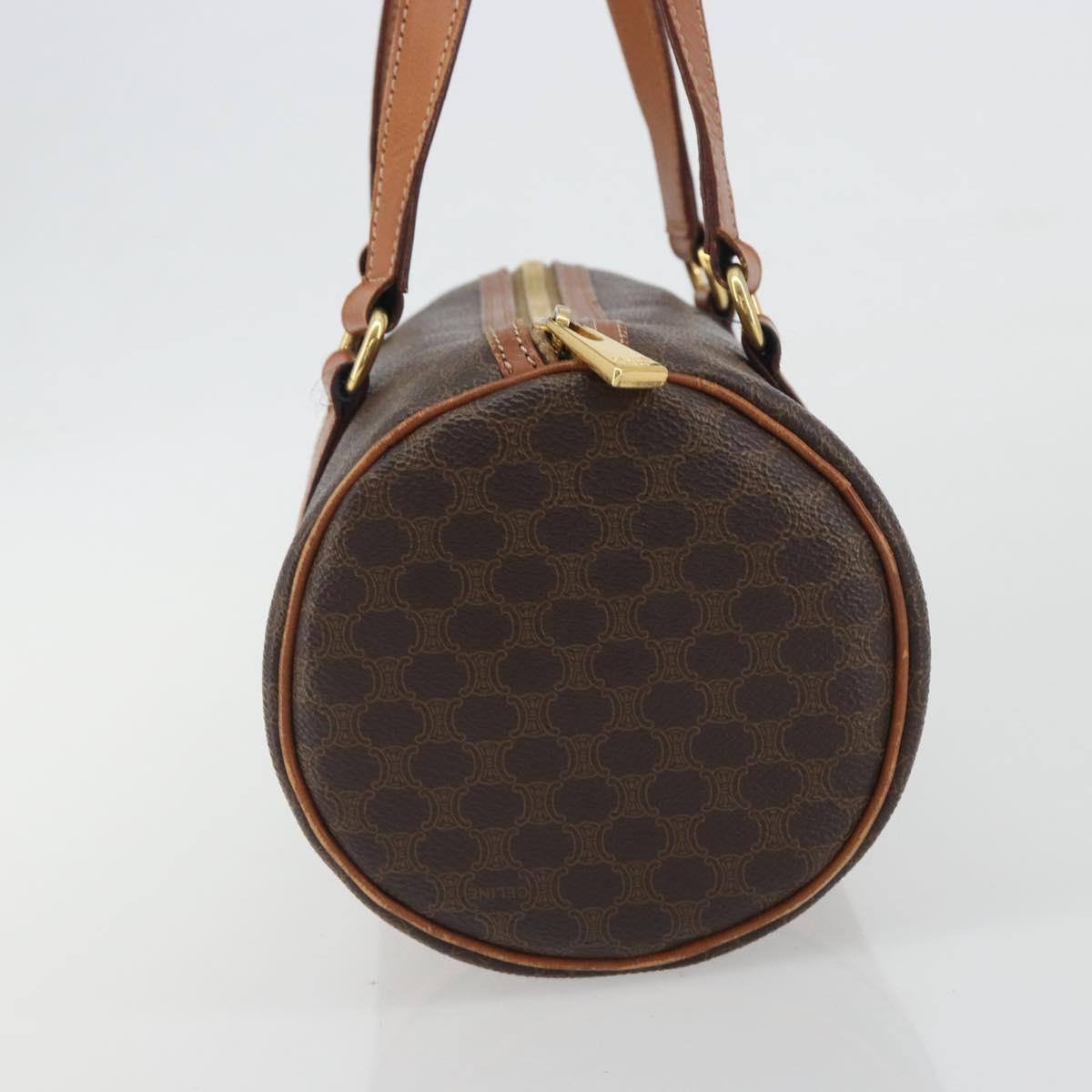 CELINE Macadam Canvas Hand Bag PVC Leather Brown Gold Auth ep15503A