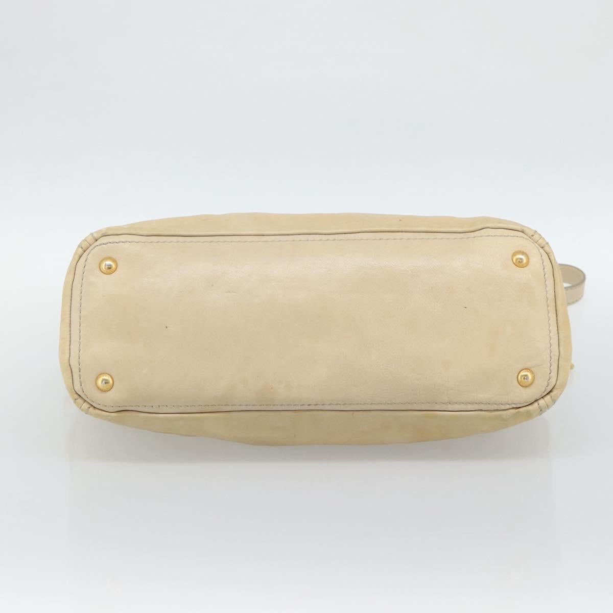 PRADA Hand Bag Leather 2way Beige Gold Auth ep15506