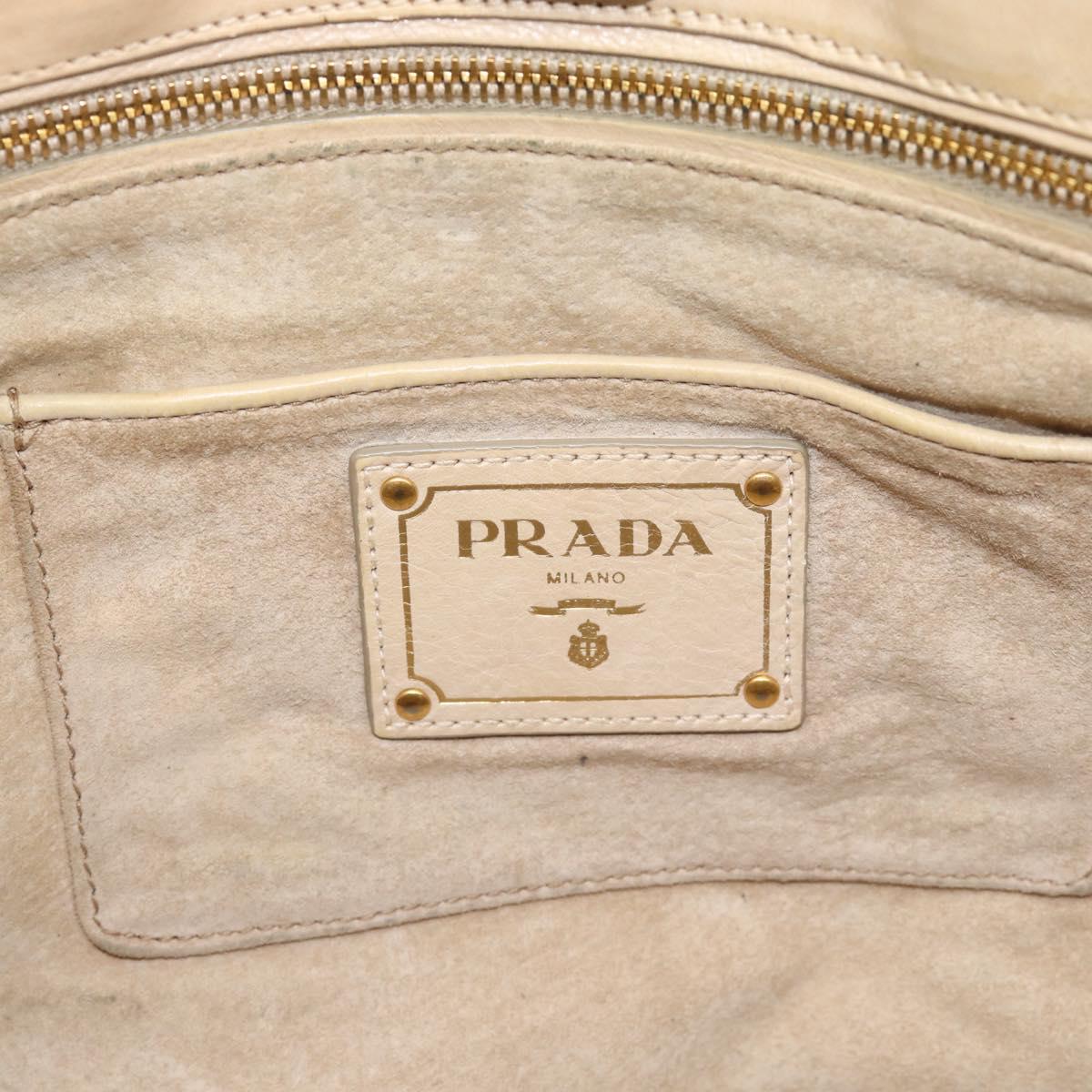 PRADA Hand Bag Leather 2way Beige Gold Auth ep15506