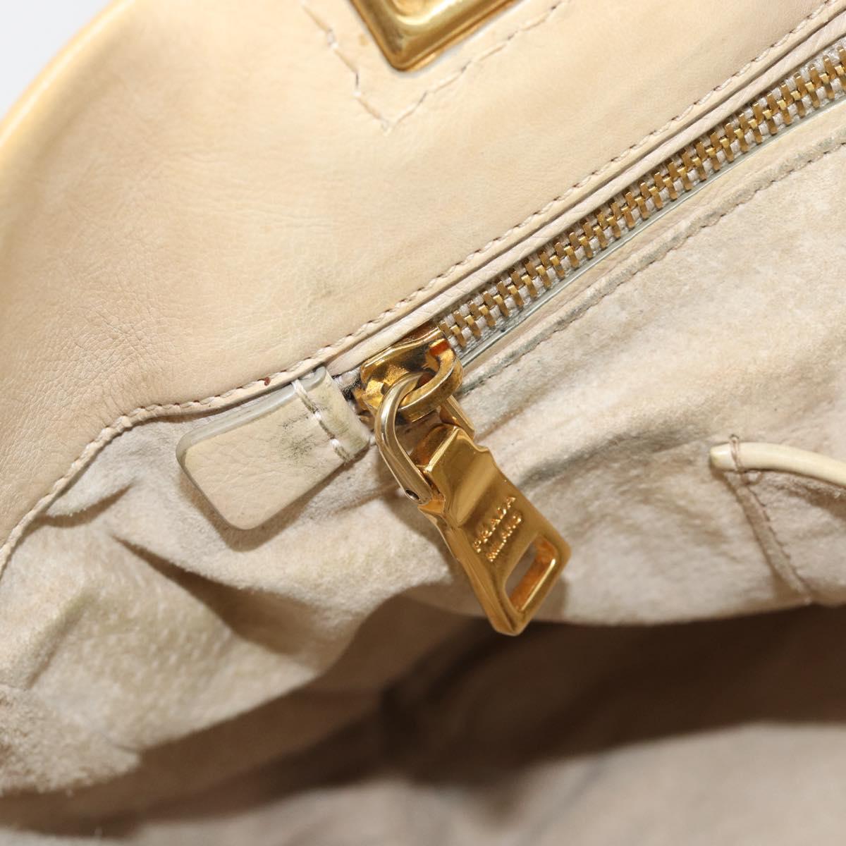 PRADA Hand Bag Leather 2way Beige Gold Auth ep15506