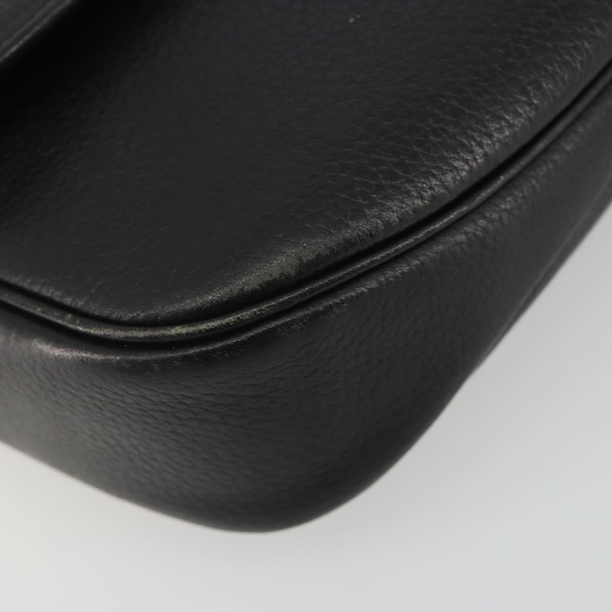 Burberrys Shoulder Bag Leather Black Gold Auth ep15508