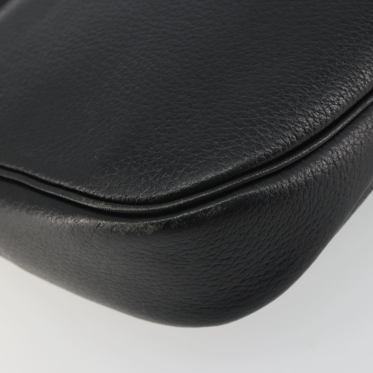 Burberrys Shoulder Bag Leather Black Gold Auth ep15508